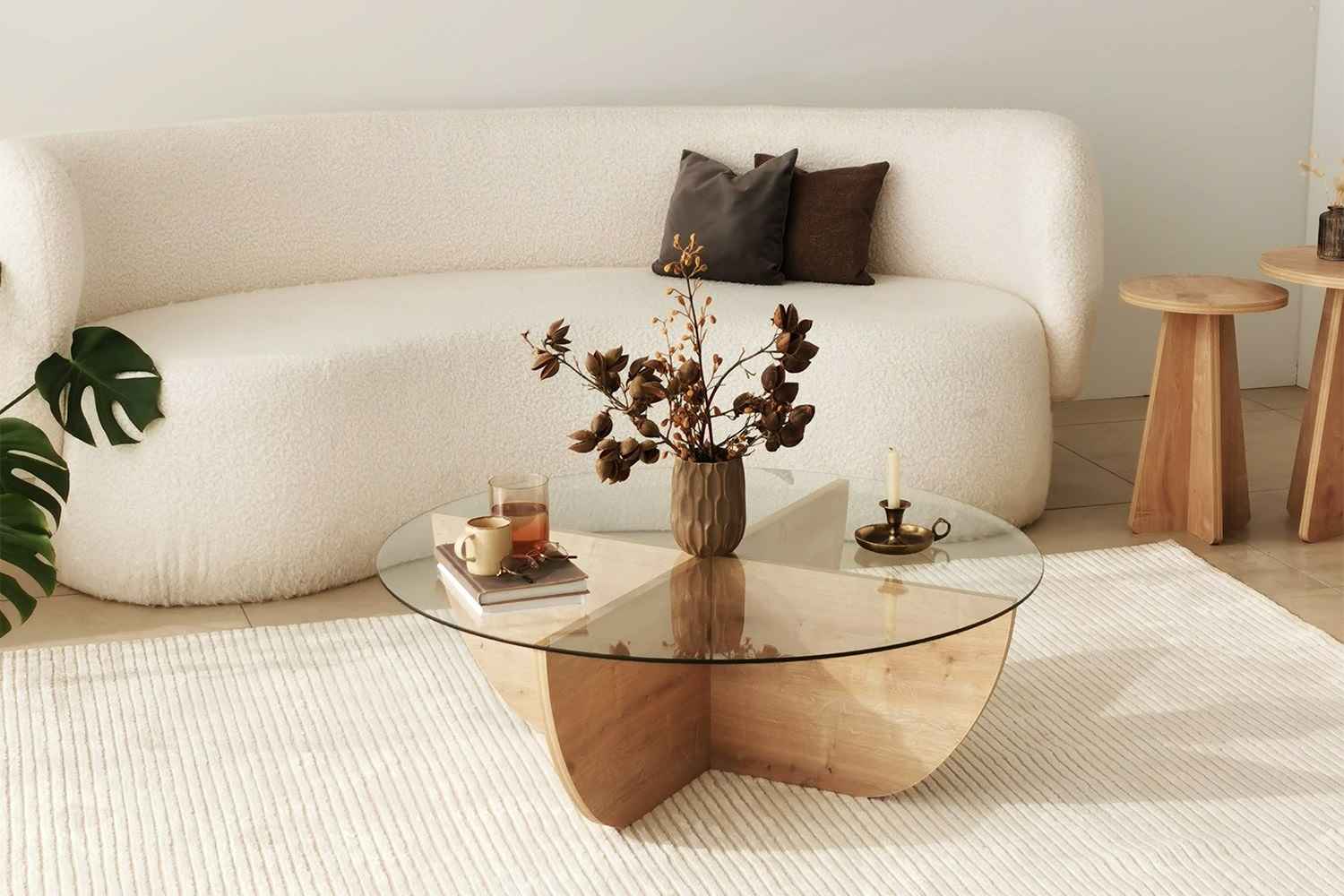 Sofahouse Designový konferenční stolek Balesego 90 cm vzor safírový dub