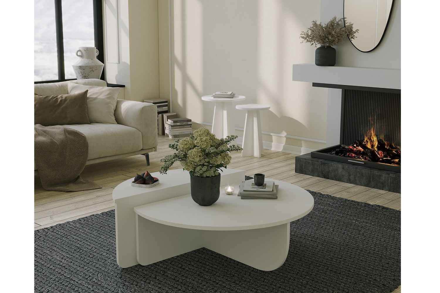 Levně Sofahouse Designový konferenční stolek Baltenis 90 cm bílý
