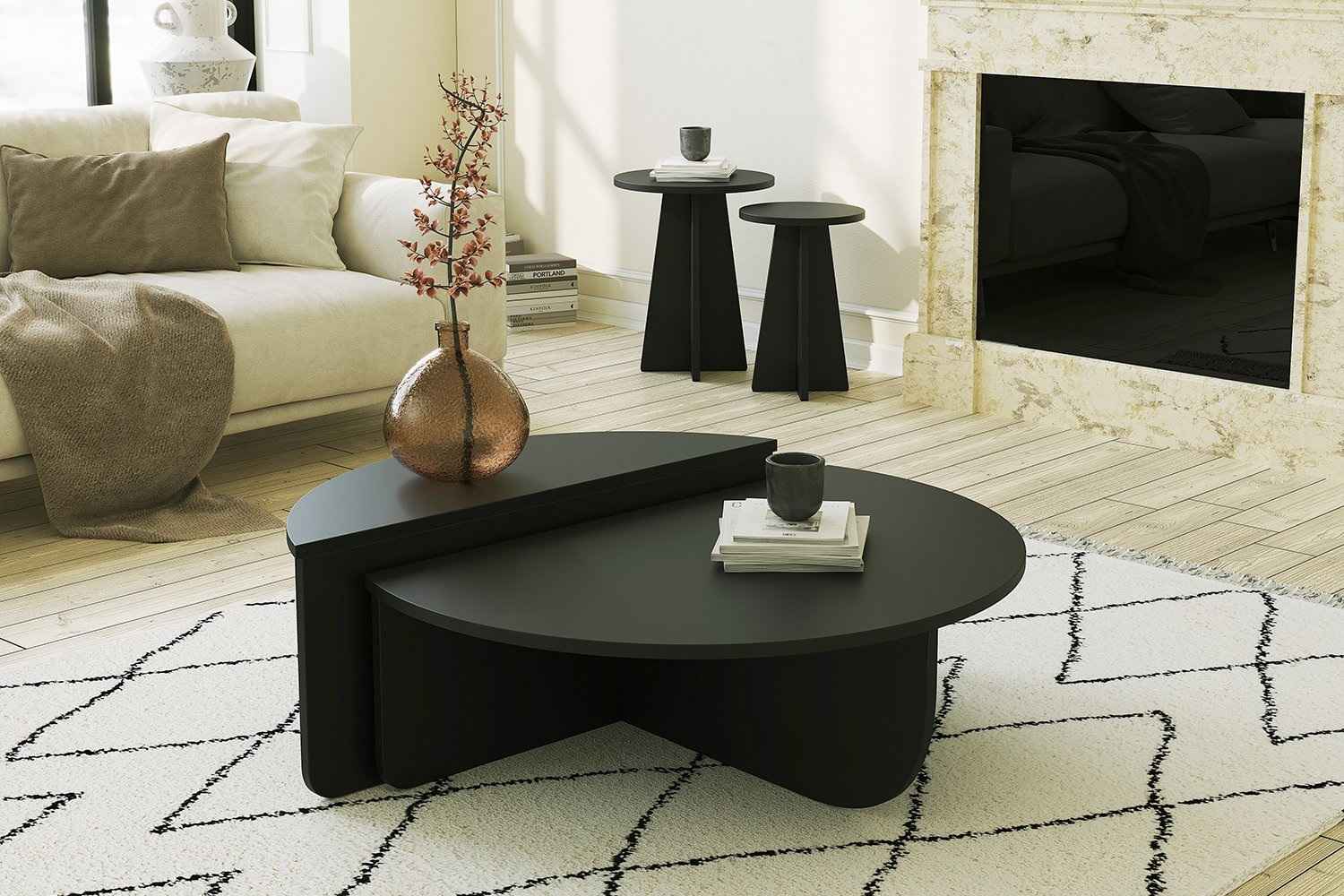 Levně Sofahouse Designový konferenční stolek Baltenis 90 cm černý