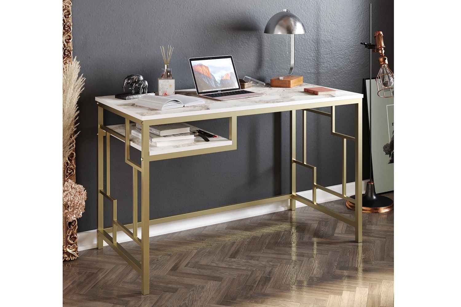 Sofahouse Designový psací stůl Yaiza 120 cm bílo-zlatý