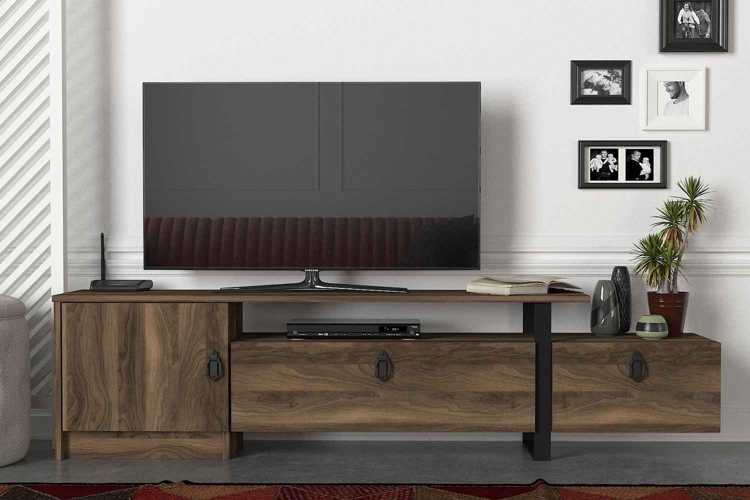 Levně Sofahouse Designový TV stolek Abeni 180 cm vzor ořech