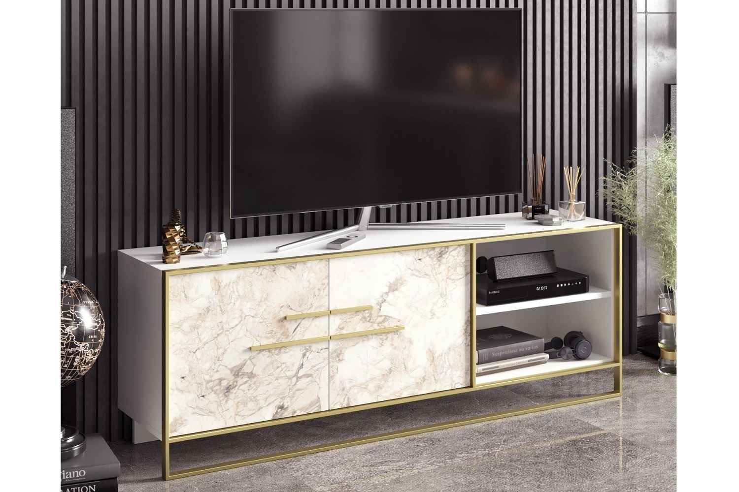 Levně Sofahouse Designový TV stolek Abequa 160 cm bílý