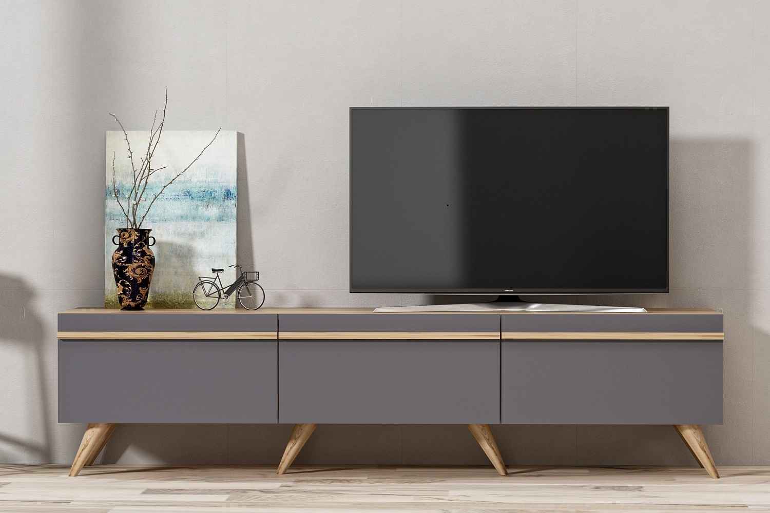 Designový TV stolek Abhilasha 180 cm antracitový