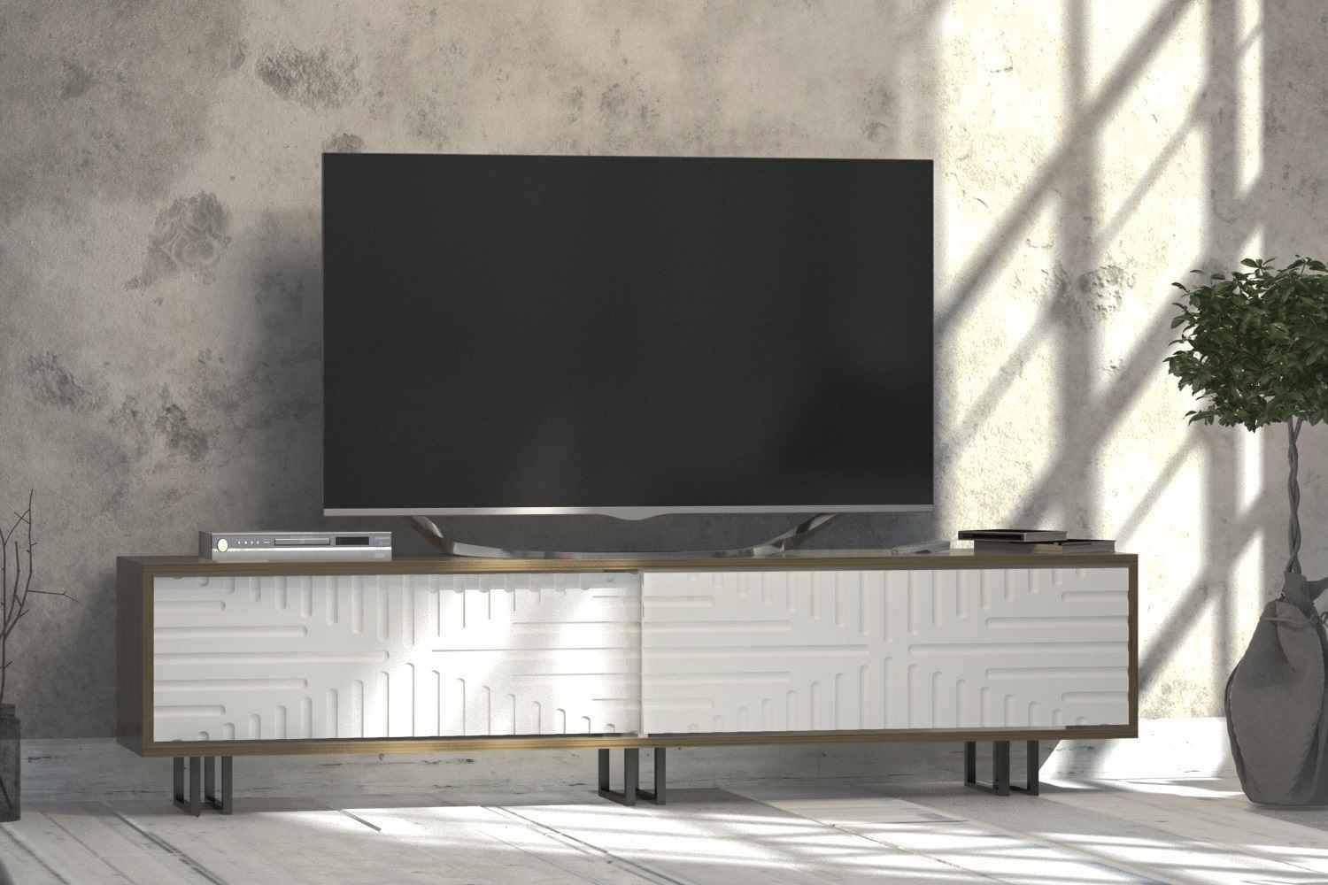 Levně Sofahouse Designový TV stolek Barid 180 cm dub bílý