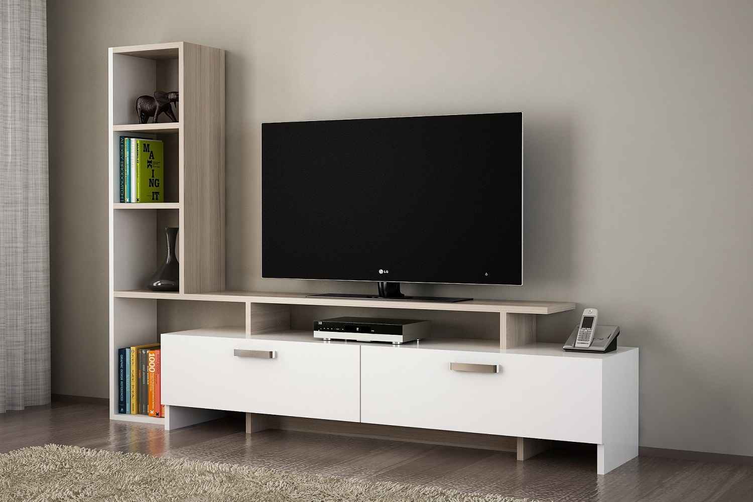 Levně Sofahouse Designový TV stolek Haddie 168,2 cm bílý