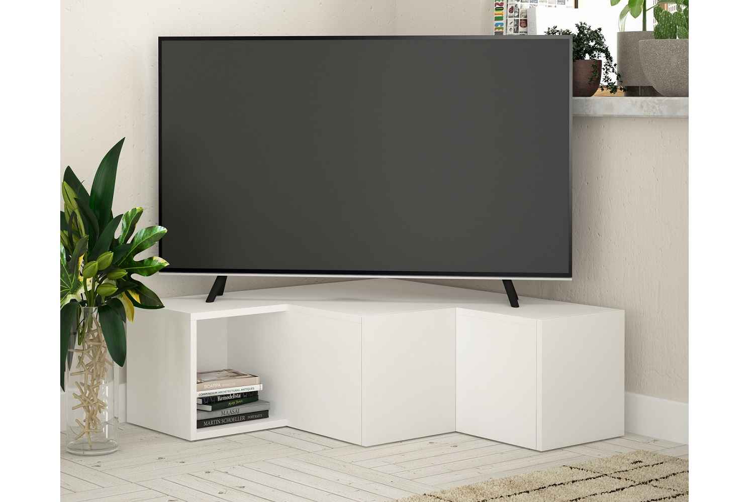 Levně Sofahouse Designový TV stolek Laksha 90 cm bílý
