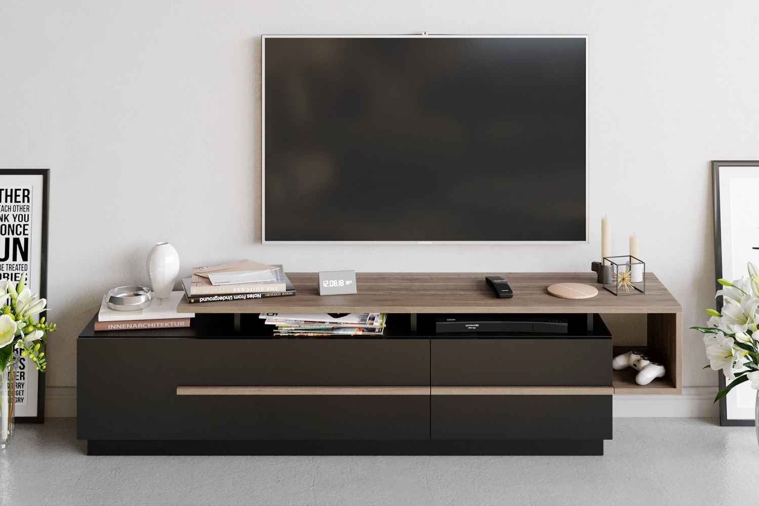 Levně Sofahouse Designový TV stolek Panos 180 cm černý