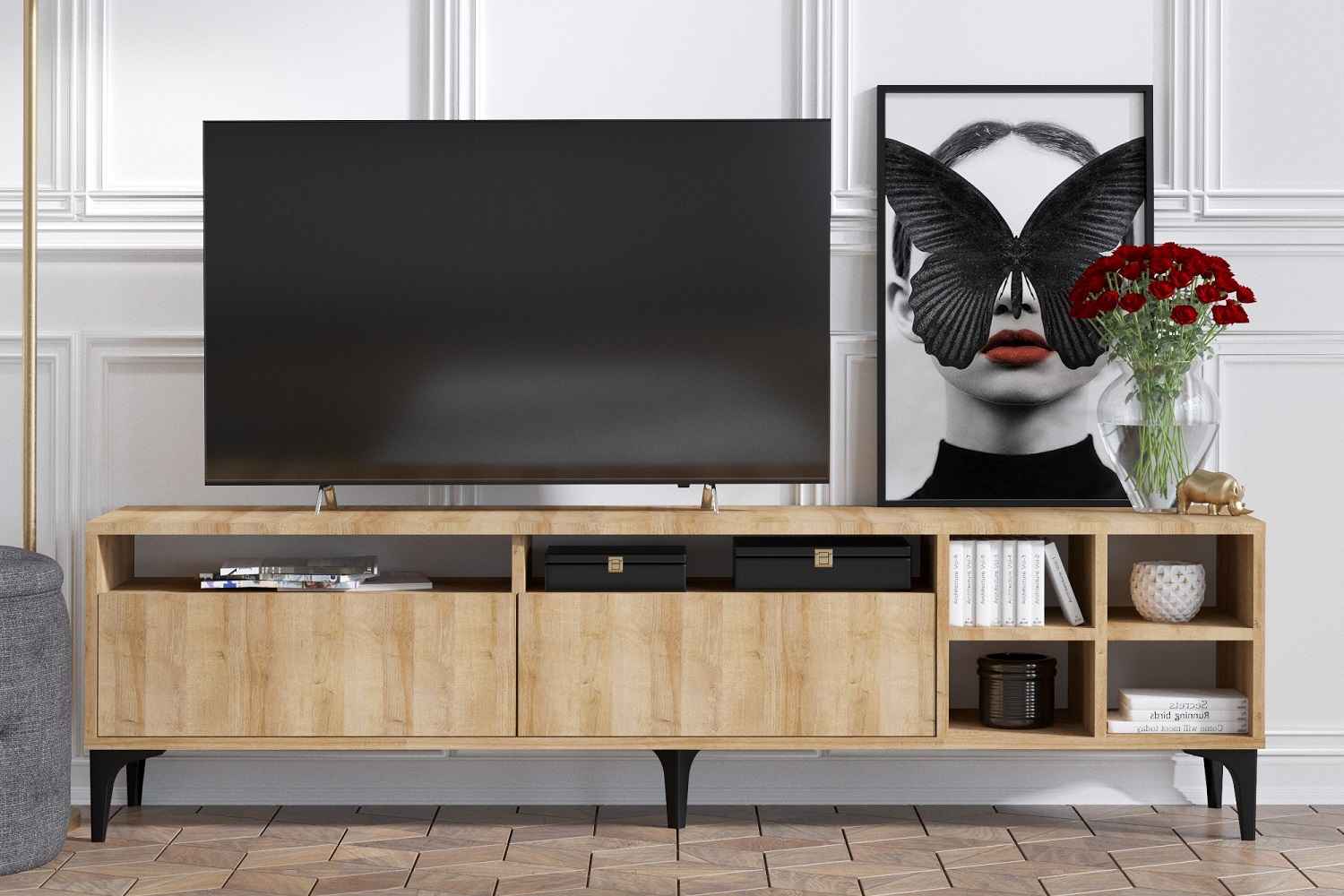 Designový TV stolek Quana 180 cm vzor dub