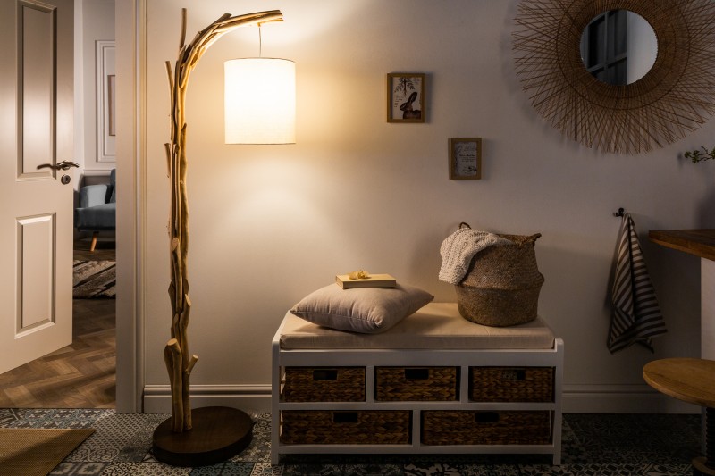 LuxD 21450 Designová stojanová lampa Arielle, 163 cm, náplavové dřevo