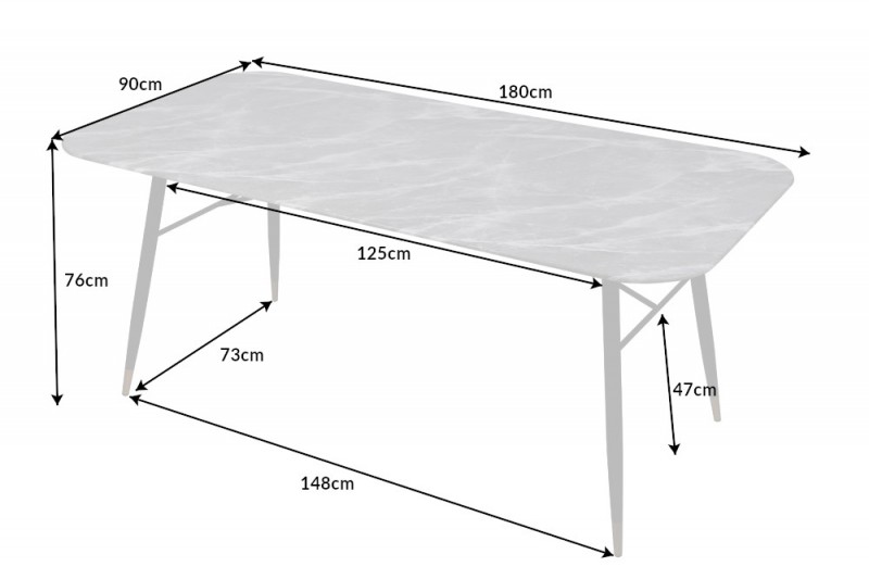Jídelní stůl Laney 180 cm mramor šedý - Skladem
