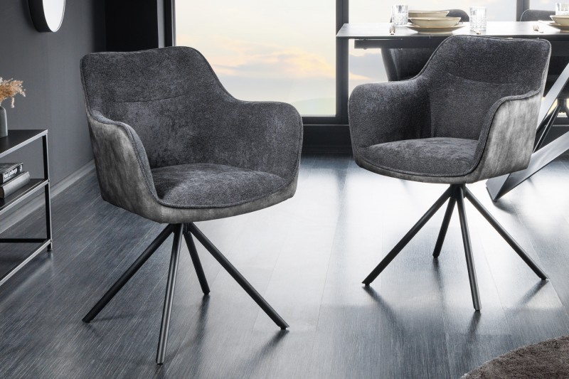 Levně LuxD Designová otočná židle Rahiq tmavě šedý samet