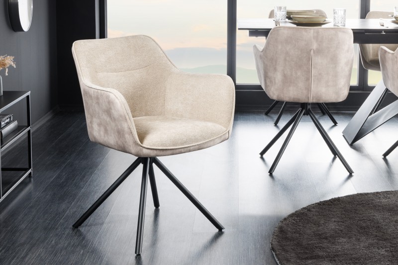Levně LuxD Designová otočná židle Rahiq šampaňský samet