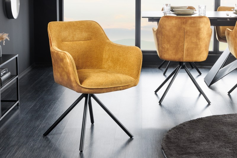 Levně LuxD Designová otočná židle Rahiq hořčičný samet