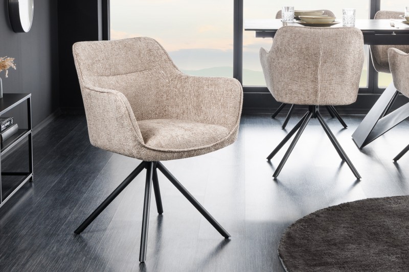 Levně LuxD Designová otočná židle Rahiq šampaňská