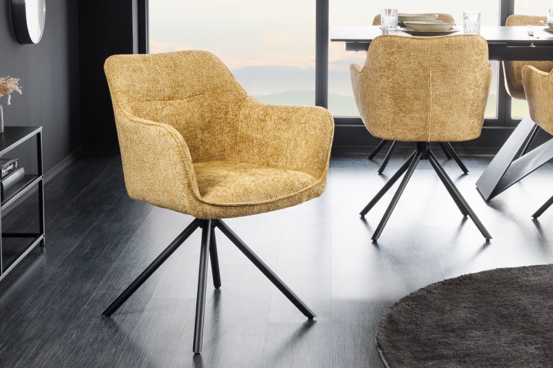LuxD Designová otočná židle Rahiq hořčicová