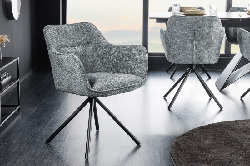 Levně LuxD Designová otočná židle Rahiq šedá