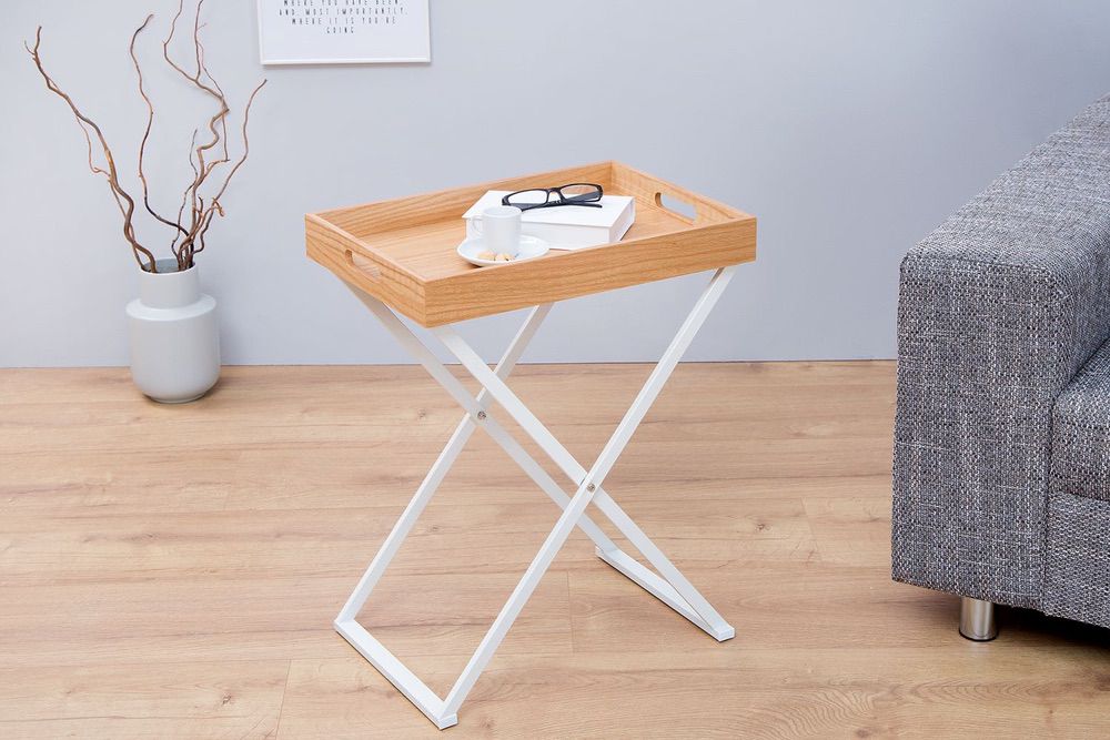 LuxD Odkládací stolek Veronica / přírodní - bílá