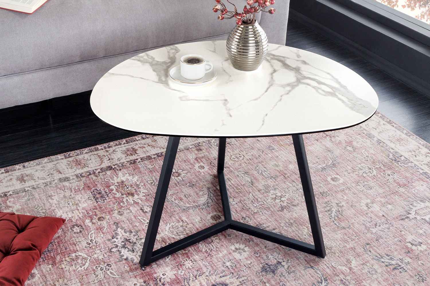 LuxD Keramický konferenční stolek Paquita 70 cm bílý mramor