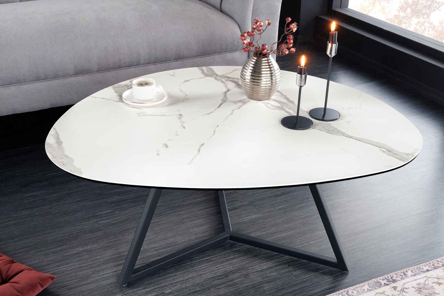 Levně LuxD Keramický konferenční stolek Paquita 90 cm bílý mramor