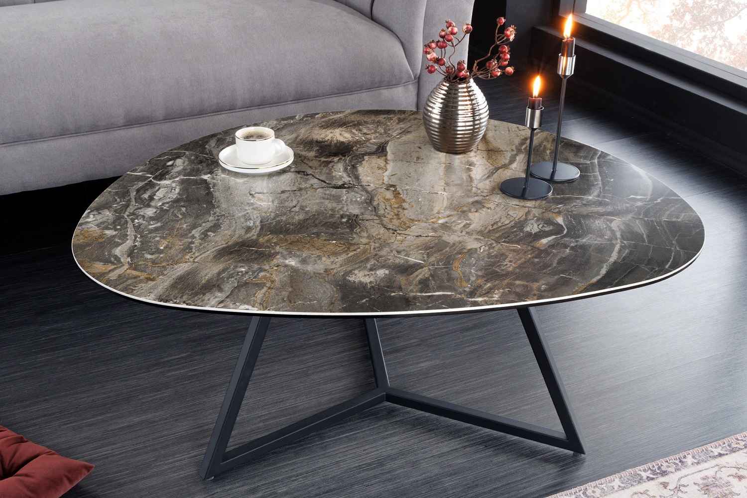 LuxD Keramický konferenční stolek Paquita 90 cm taupe mramor