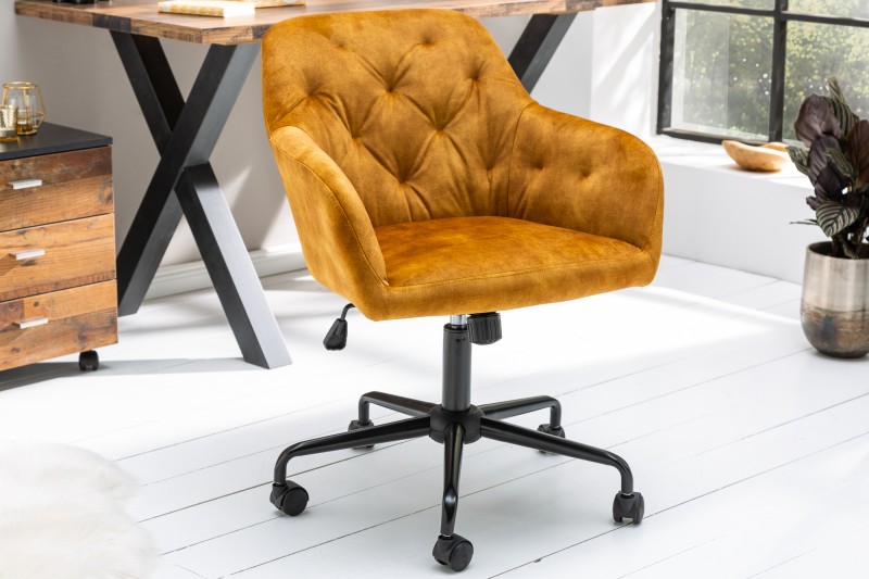 LuxD Designová kancelářská židle Kiara hořčičný samet