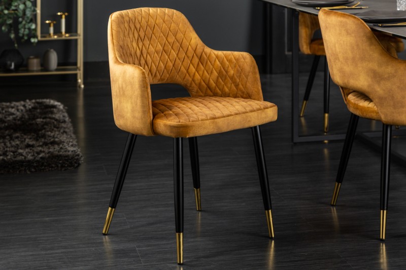 LuxD Designová židle Laney hořčicově žlutý samet - II. třida