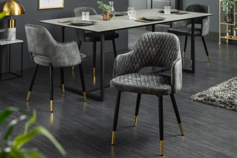 Designová židle Laney šedozelený samet - otevřené balení