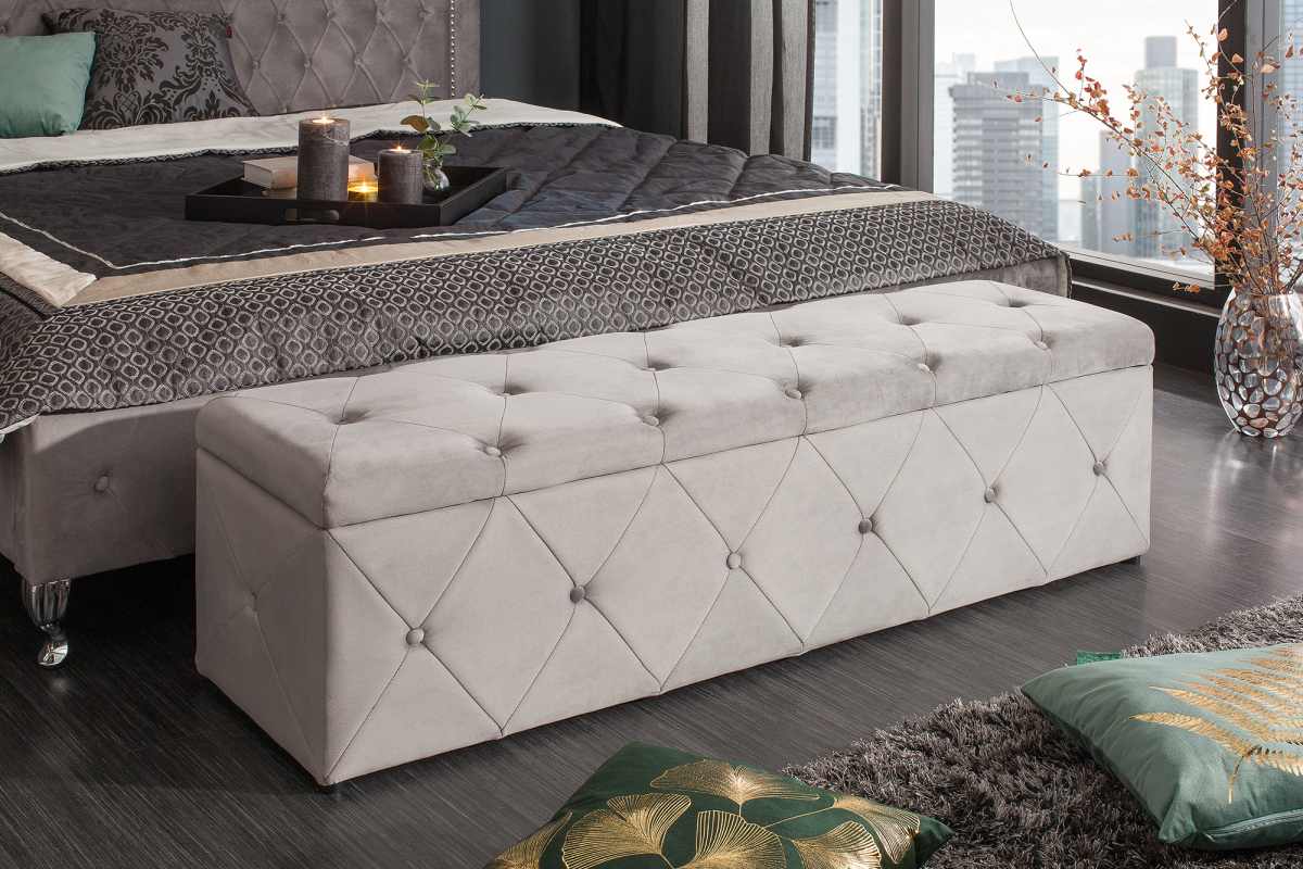 LuxD Luxusní lavice Spectacular 140 cm stříbrošedý samet