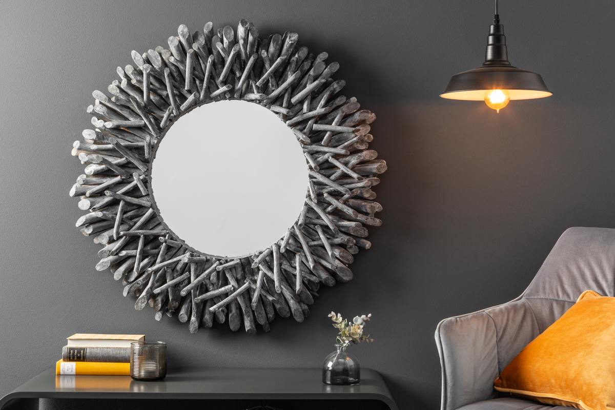 LuxD Designové nástěnné zrcadlo Kenley, 80 šedé