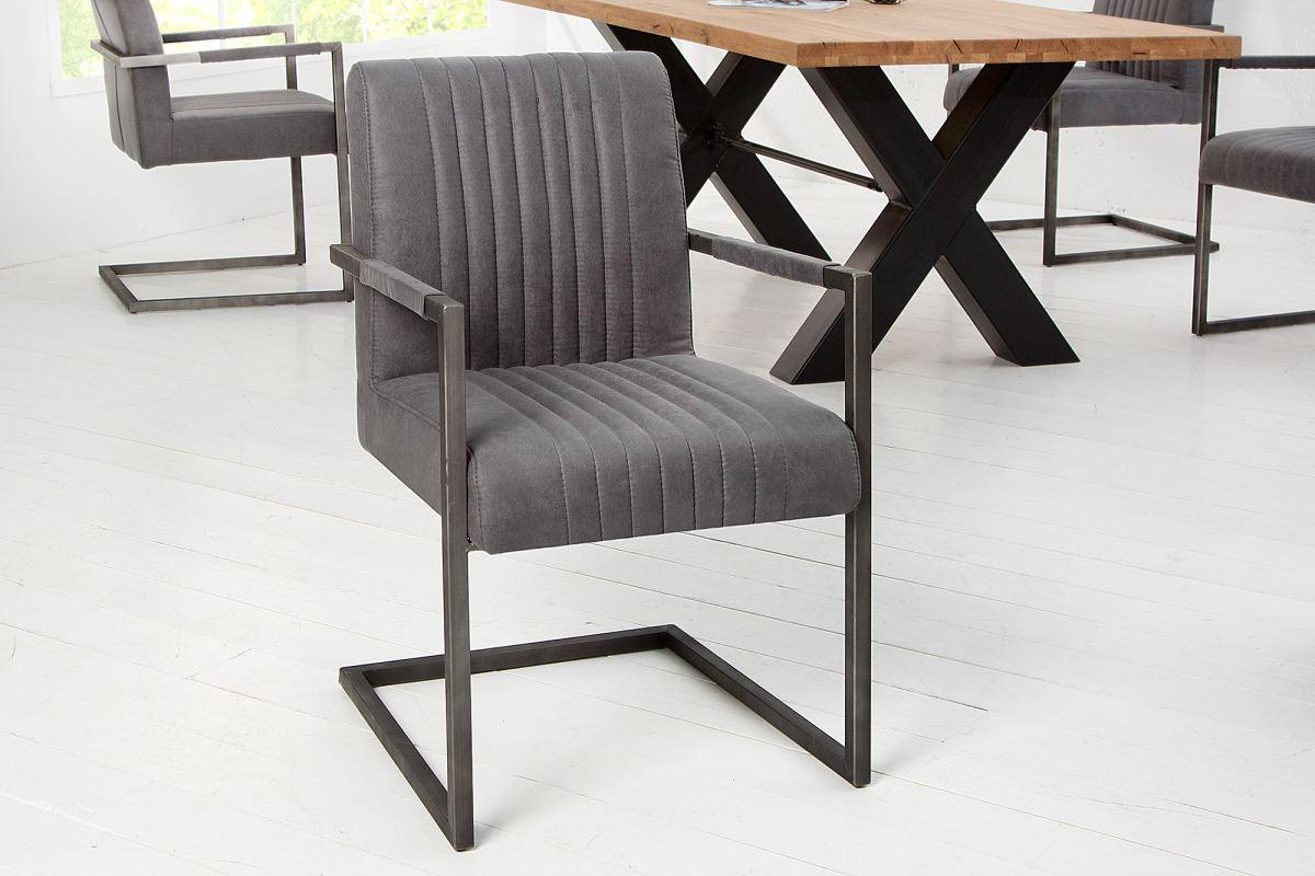 LuxD Konzolová židle Boss s područkami, vintage šedá