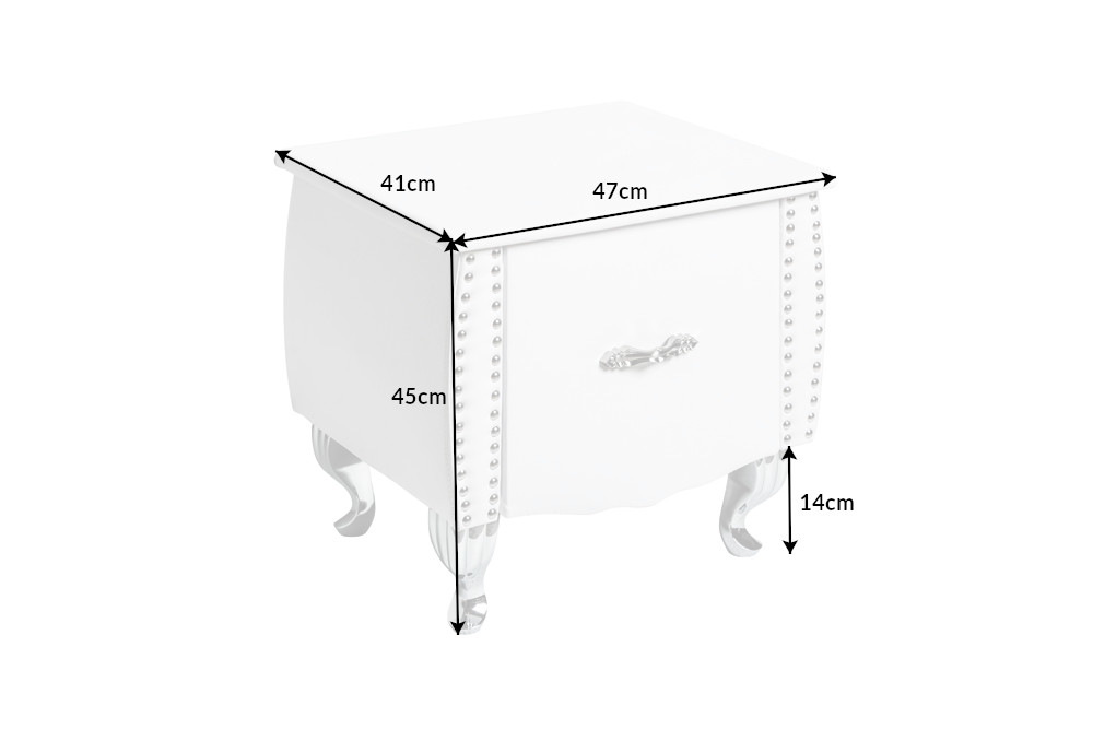 Noční stolek Spectacular, 45 cm, bílý