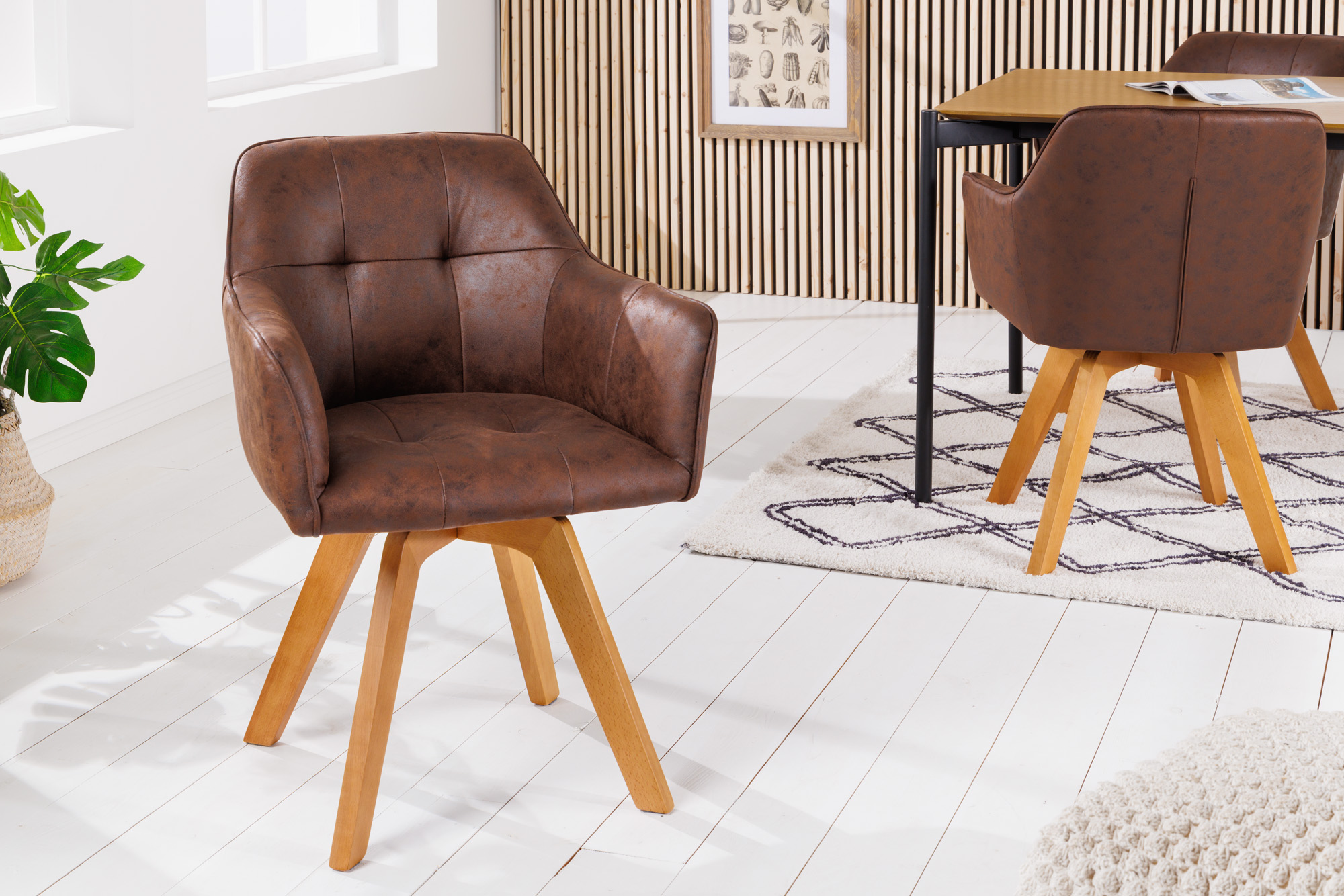 LuxD Designová otočná židle Galileo antik hnědá