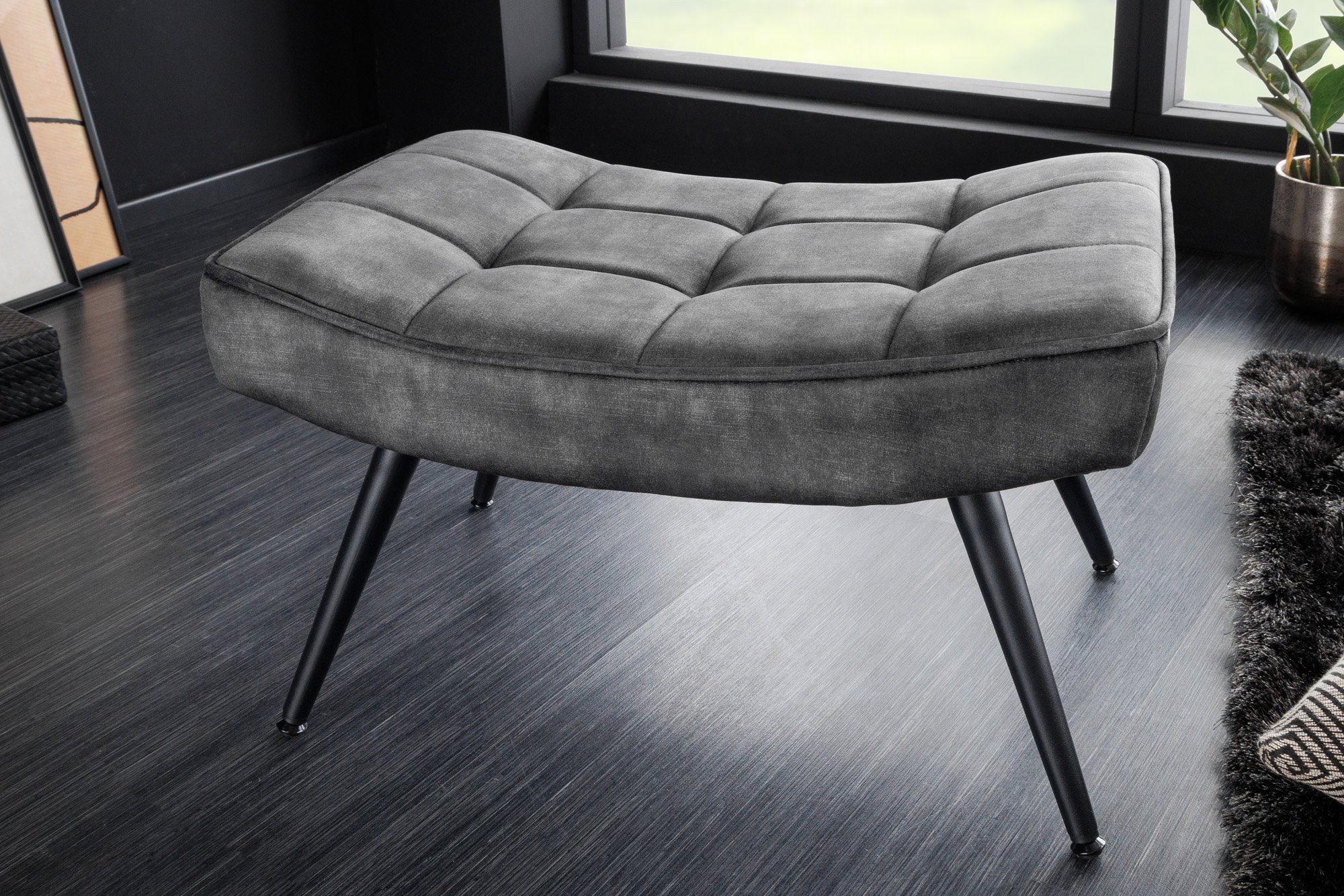 LuxD Designová podnožka Sweden šedý samet