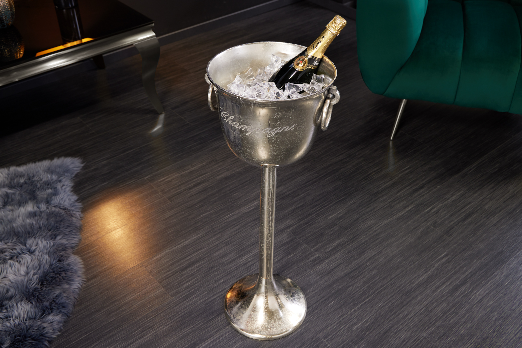 Levně LuxD Designový chladič šampaňského Champagne 80 cm stříbrný