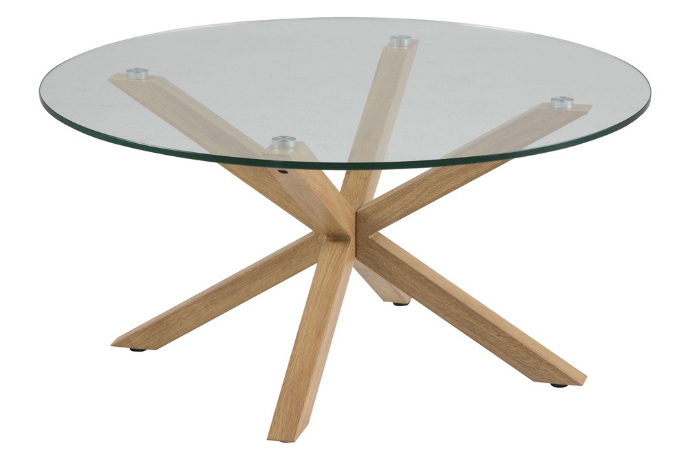 Levně Dkton Moderní konferenční stolek Ajamu imitace dubové dřevo