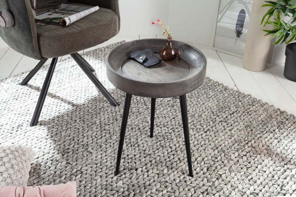 LuxD Odkládací stolek Desmond 35 cm šedá akácie