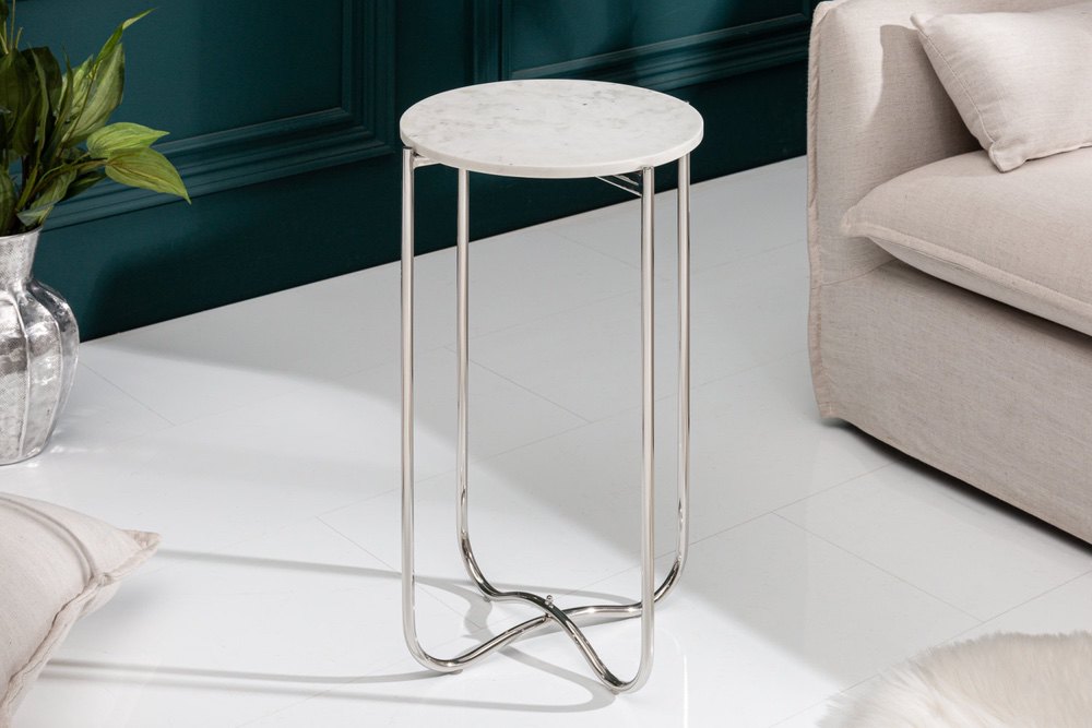 LuxD Odkládací stolek Tristen I 35 cm mramor bílý