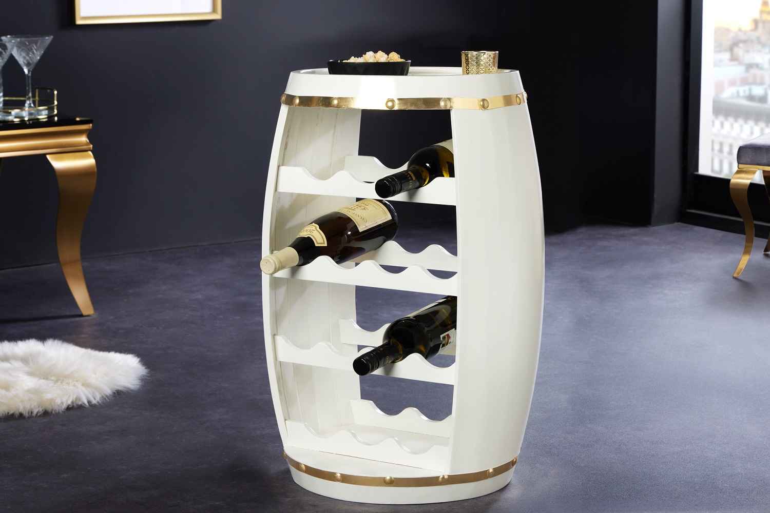 LuxD Regál na víno Winebar 63 cm bílý