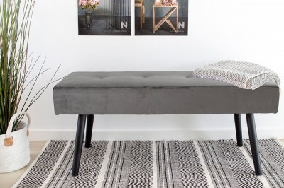 Designová lavice Elaina, šedý samet