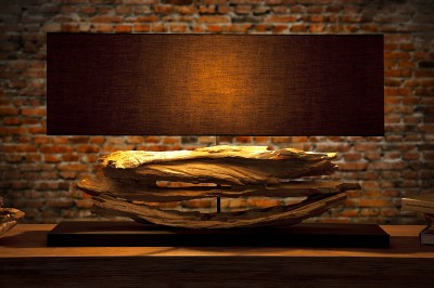 Designová stolní lampa z naplaveného dřeva Lake černá