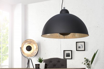 Designová závěsná lampa Atelier černo-stříbrná