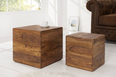 Dizajnové stolky Timber kocky z masívního dřeva