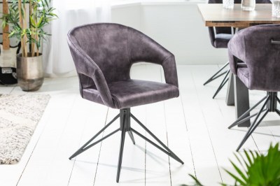Designová otočná židle Age šedý samet