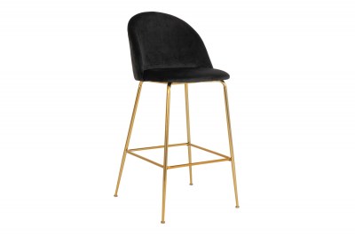 Designová barová židle Kristopher, černá / mosaz