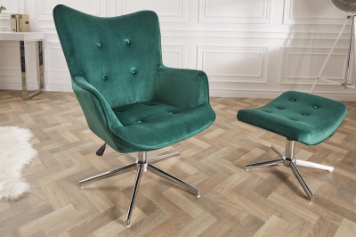 Designová otočná židle Joe - smaragdově zelený samet
