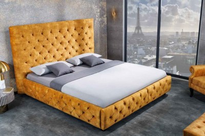 Designová postel Laney 160 x 200 cm hořčicový samet