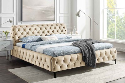 Designová postel Rococo 160 x 200 cm šampaňský samet