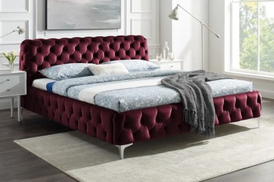 Designová postel Rococo 180 x 200 cm bordó samet