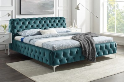 Designová postel Rococo 180 x 200 cm modrý samet