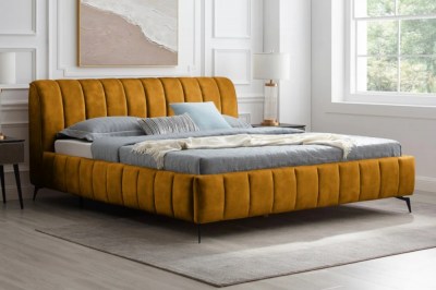 Designová postel Rotterdam 180 x 200 cm hořčičný samet